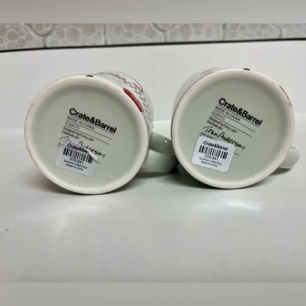 NWT Crate&Barrel Snowman Mugs